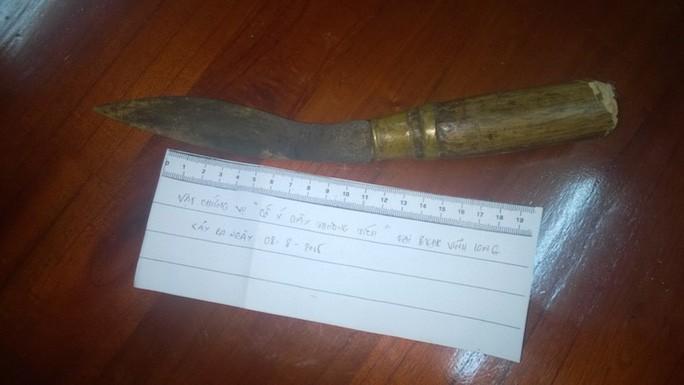 Con dao đâm thấu sọ bé Phát 4 năm về trước. Ảnh: CA LINH