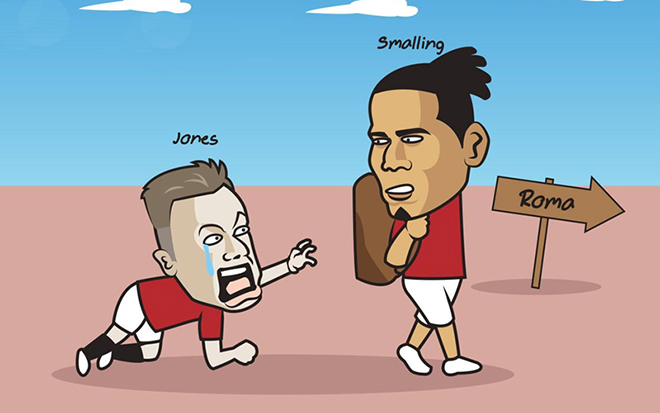 Phil Jones khóc ròng khi bị Smalling bỏ rơi.