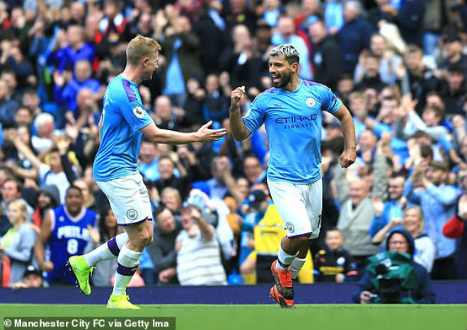 De Bruyne và Aguero có bàn thắng cho Man City vào lưới Brighton ngay trong hiệp 1