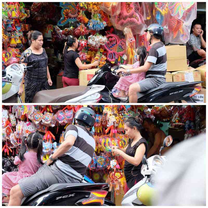 Dù chưa tới trung thu, nhưng lồng đèn đã được nhiều người tới mua sắm.