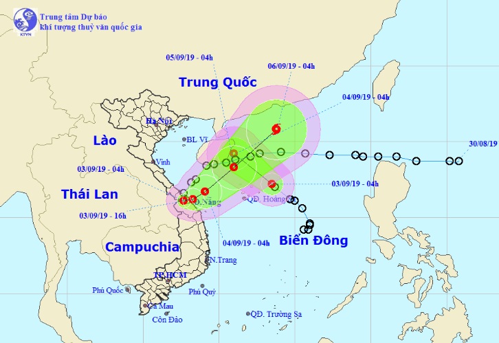 Vị trí và hướng di chuyển tiếp theo của 2 áp thấp nhiệt đới. Ảnh Trung tâm Dự báo KTTVQG.