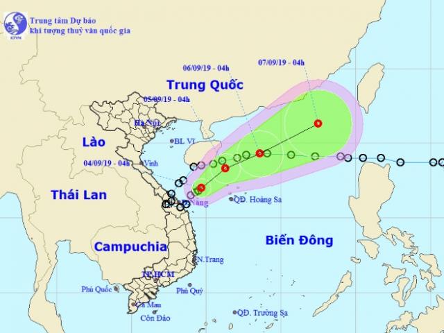 Áp thấp nhiệt đới Kajiki đang cách đất liền các tỉnh Quảng Trị-Quảng Ngãi 180km