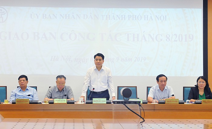 Chủ tịch UBND TP Hà Nội Nguyễn Đức Chung, chủ trì hội nghị giao ban công tác tháng 8-2019