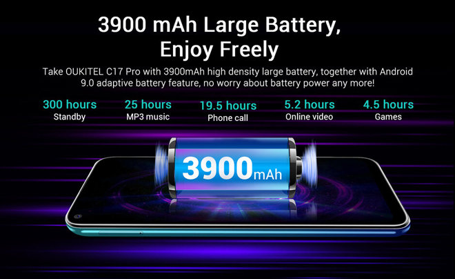 Pin 3900 mAh, thỏa sức chơi game.