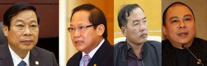 Các bị can Nguyễn Bắc Son, Trương Minh Tuấn, Lê Nam Trà, Phạm Nhật Vũ