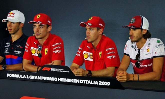 Các tay đua trong cuộc họp báo ở Italian Grand Prix 2019