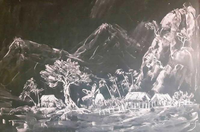 Một số bức tranh vẽ bằng phần trên bảng của thầy giáo 8X từng được thu hút cộng đồng mạng