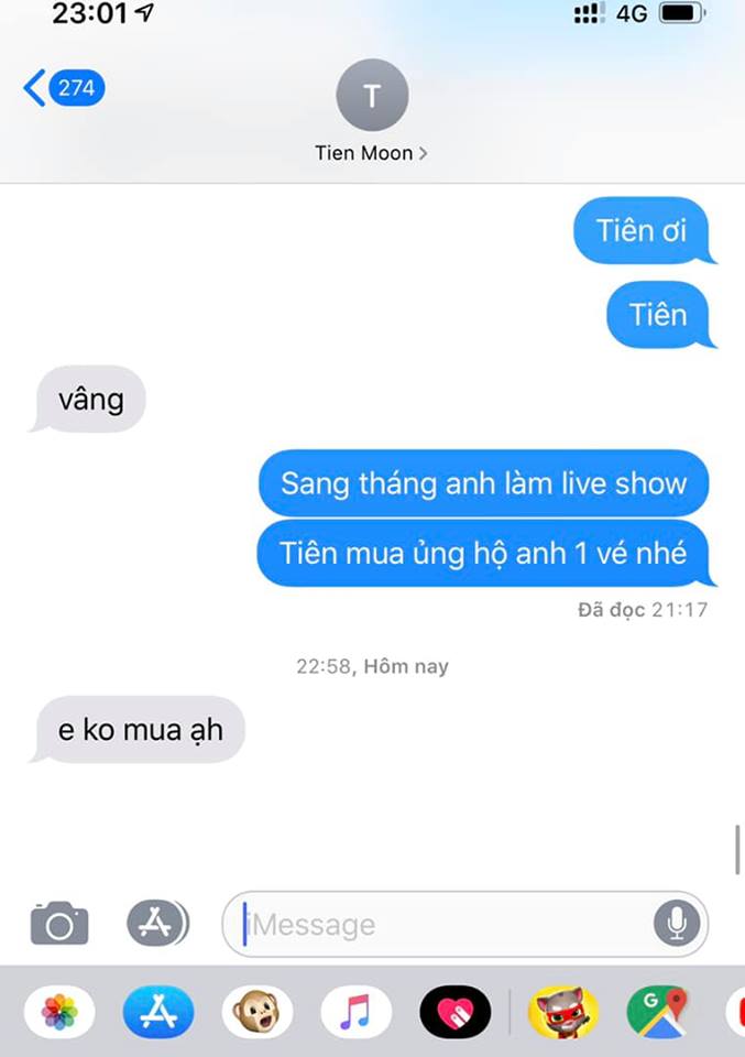 Nôi dung đoạn tin nhắn với vợ cũ được Vũ Duy Khánh chia sẻ.