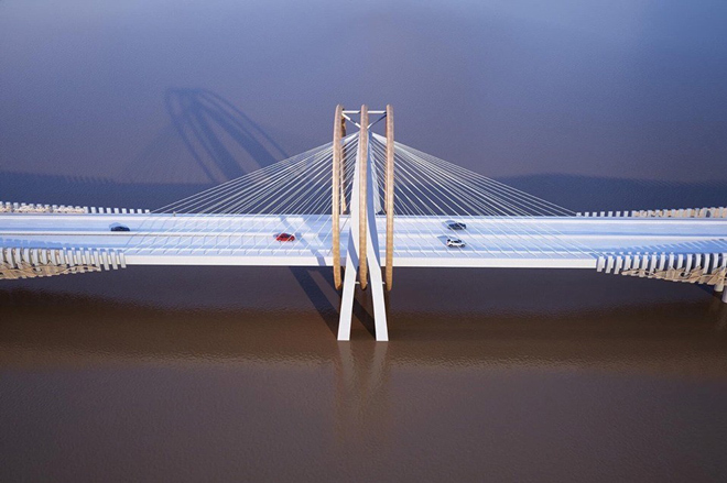 Phối cảnh cầu Trần Hưng Đạo nối Q. Hoàn Kiếm và Q. Long Biên