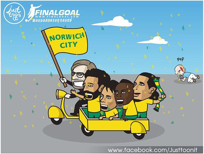Các cầu thủ Liverpool chuyển sang cổ vũ Norwich đêm qua.