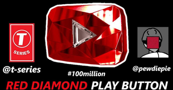Nút kim cương đỏ dành cho các kênh YouTube từ 100 triệu người theo dõi