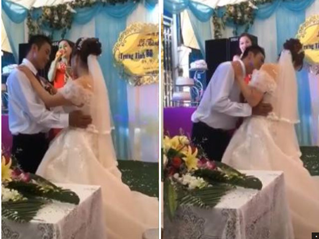 Bạn trẻ - Cuộc sống - Màn né hôn cực phũ của cô dâu khiến chú rể "câm nín"