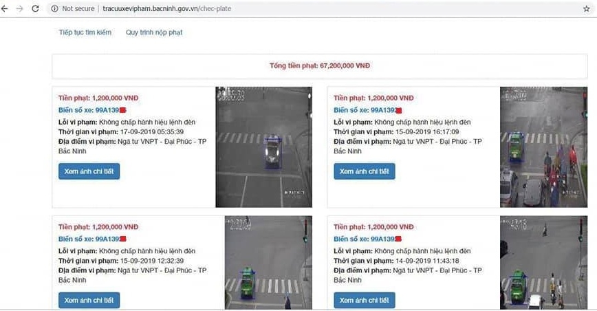 Hình ảnh lan truyền trên mạng xã hội thông tin việc tài xế ở Bắc Ninh bị phạt nguội 67,2 triệu đồng