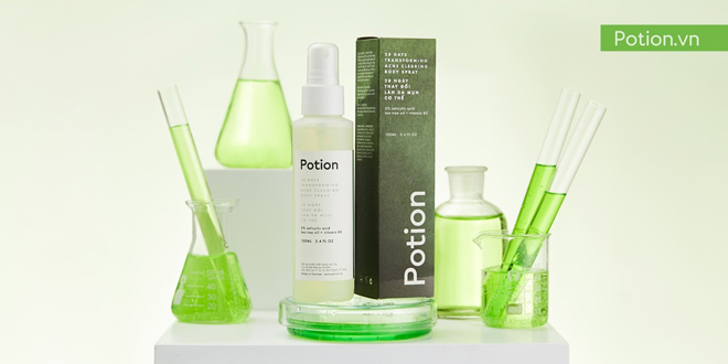 Potion Body Spray giúp thay đổi làn da mụn chỉ sau 28 ngày