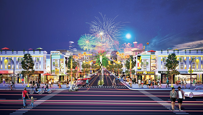 Phối cảnh dự kiến phố đi bộ, mua sắm theo mô hình Clark Quay của Hana Garden Mall
