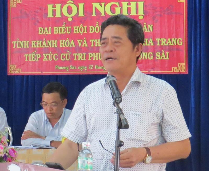 Ông Lê Thanh Quang, Bí thư Tỉnh ủy Khánh Hòa trong một lần tiếp xúc cử tri. Ảnh: TẤN LỘC