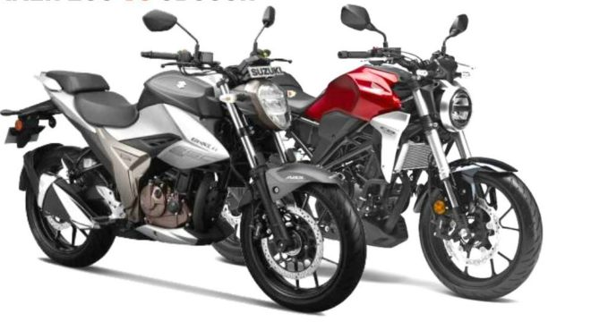 Suzuki Gixxer 250 (trái) và Honda CB300R (phải).