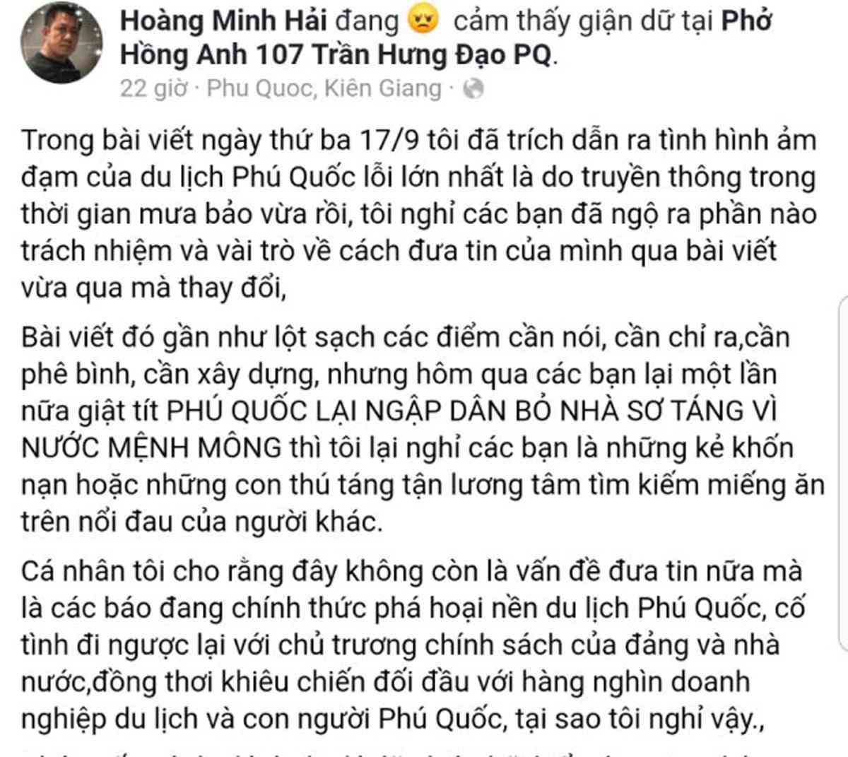 Nội dung xúc phạm CTV Báo Thanh Niên