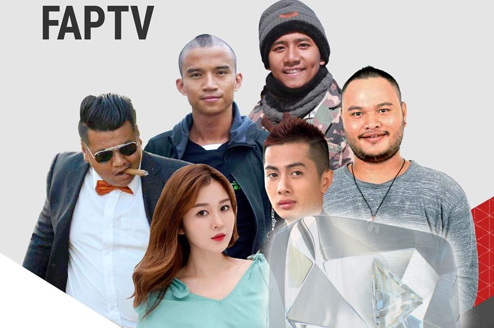 Đội hình 4 thành viên chủ chốt của FapTV cùng đạo diễn Trần Đức Viễn.