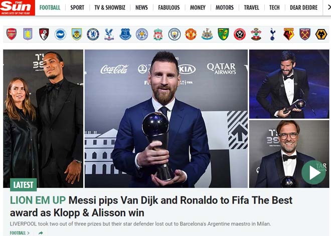 Messi ẵm FIFA The Best 2019: Báo chí ngợi ca thiên tài, lo Ronaldo hết thời - 3