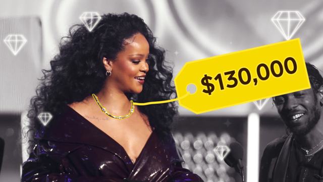 Nữ ca sĩ Rihanna đeo chiếc vòng cổ kim cương sô cô la trị giá 130.000 USD (hơn 3 tỷ VND) (Nguồn: BI)