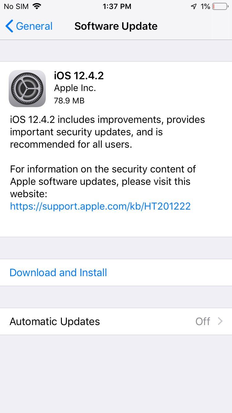 Apple phát hành iOS 12.4.2 cho iPhone, iPad đời cũ - 1