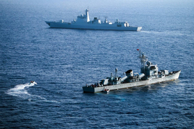 Tàu chiến Trung Quốc trong một cuộc tập trận trước đó gần quần đảo Hoàng Sa của Việt Nam. Ảnh: SCMP