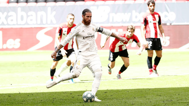 Sergio Ramos ghi bàn trên chấm penalty giúp Real thắng nhọc Bilbao