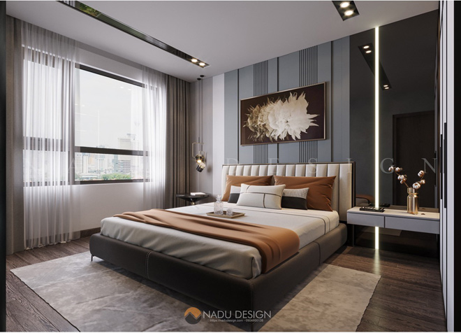 Phòng ngủ dự án Vinhome WestPoint gia đình chị Nhung.