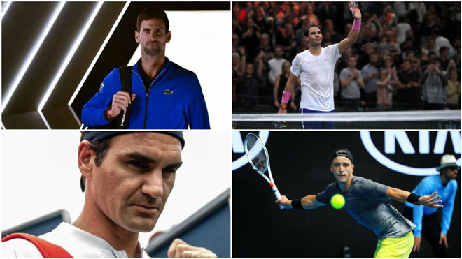 Harris (phải, dưới) công khai chỉ trích 3 tay vợt Federer, Nadal, Djokovic chỉ nói chứ không hành động