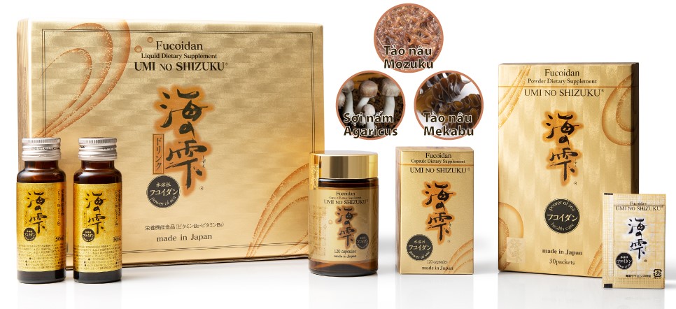 Sự kết hợp hài hòa từ chiết xuất tảo nâu Mozuku, chiết xuất tảo nâu Mekabu, bột tinh chế từ nấm Agaricus