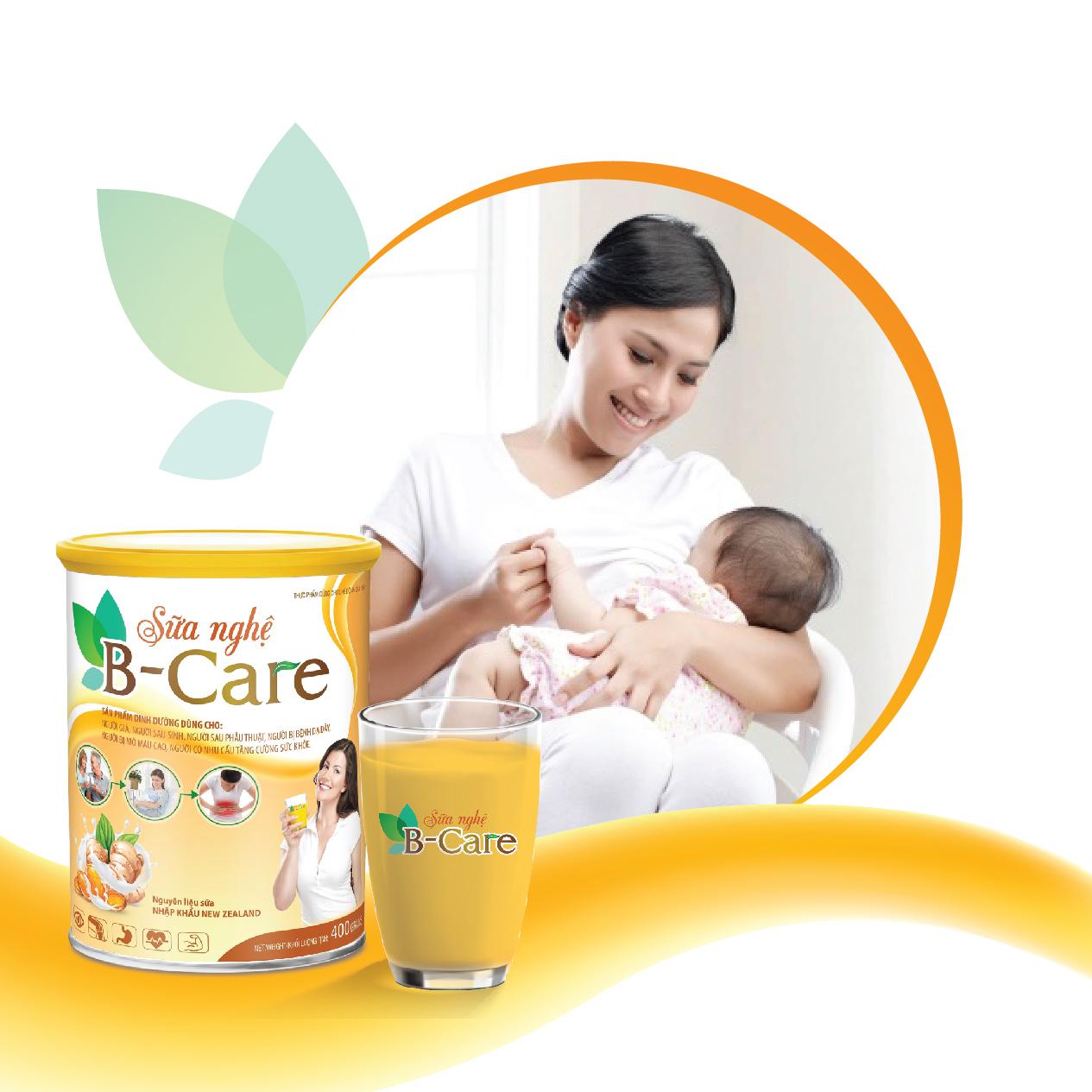 Sữa nghệ B-Care là sản phẩm dinh dưỡng chuyên biệt cho mẹ sau sinh và đang cho con bú