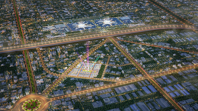 Phối cảnh Century City nằm ngay cửa ngõ kết nối của sân bay Long Thành và hệ thống giao thông trọng điểm xung quanh