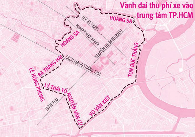 Sơ đồ dự kiến các khu vực đặt 34 trạm thu phí tạo thành vành đai khép kín trung tâm TP.HCM. Đồ họa: HỒ TRANG