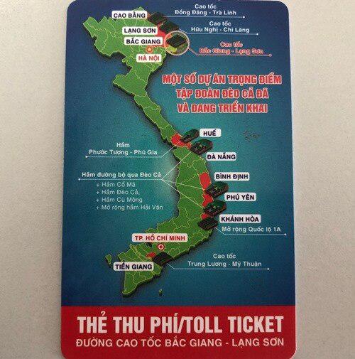 Hình ảnh bản đồ in trên thẻ thu phí cao tốc Bắc Giang - Lạng Sơn