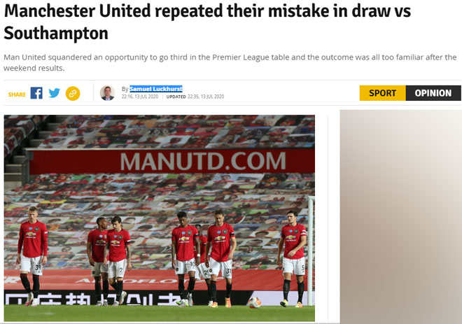 Tờ Manchester Evening News chỉ ra&nbsp;MU lại&nbsp;&nbsp;từ chối cơ hội do Chelsea tạo ra