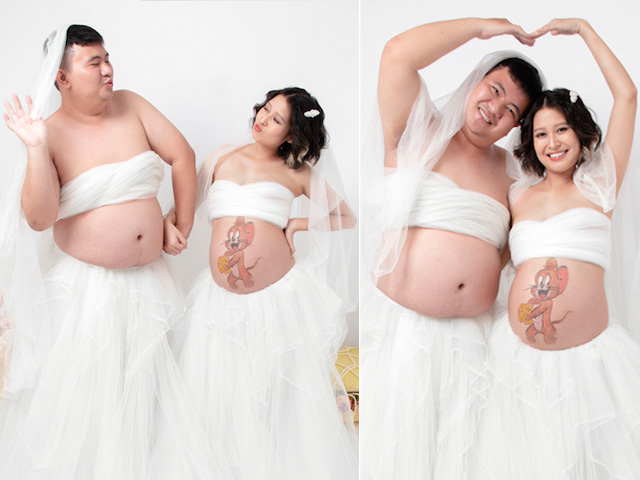 Bạn trẻ - Cuộc sống - Trước ngày lâm bồn, vợ bầu được chồng "bụng mỡ" dẫn đi chụp ảnh "lầy lội"