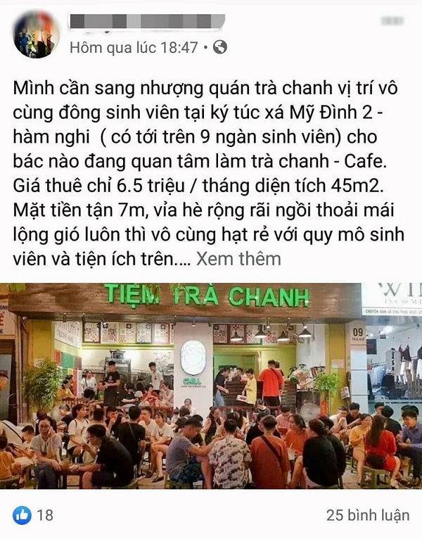 Rất nhiều hông tin sang nhượng cửa hàng trà chanh, sữa chua