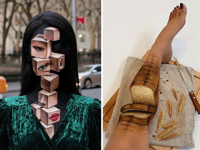 Bạn trẻ - Cuộc sống - Cô gái có tài vẽ ảnh trên cơ thể khiến người xem hết hồn