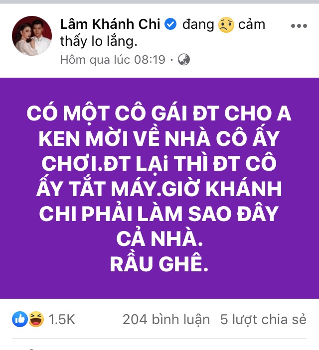 Lâm Khánh Chi "cầu cứu" cộng đồng mạng khi chồng bị gạ gẫm