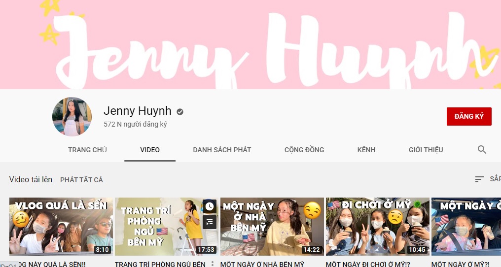 Kênh YouTube của Jenny Huynh