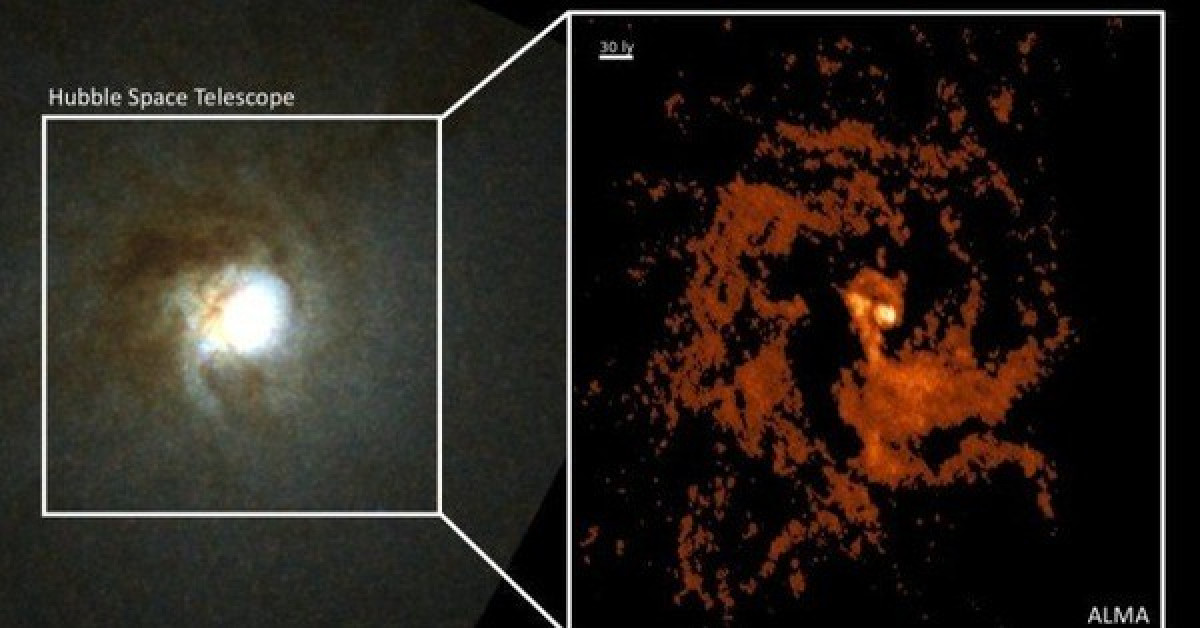 Bóng ma của Mirach sở hữu trái tim là một kho báu thiên văn. - ảnh: NASA/ESA/ALMA/Tim Davis