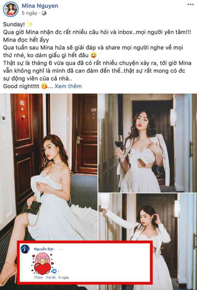 Dù chỉ là biểu tượng "trái tim" nhưng cũng đủ để thấy Nguyễn Đạt quan tâm tới Mina cỡ nào.