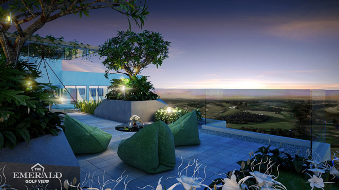 Lần đầu tiên tận hưởng cảm giác ngắm toàn cảnh sân golf Sông Bé trên Vườn chân mây của The Emerald Golf View