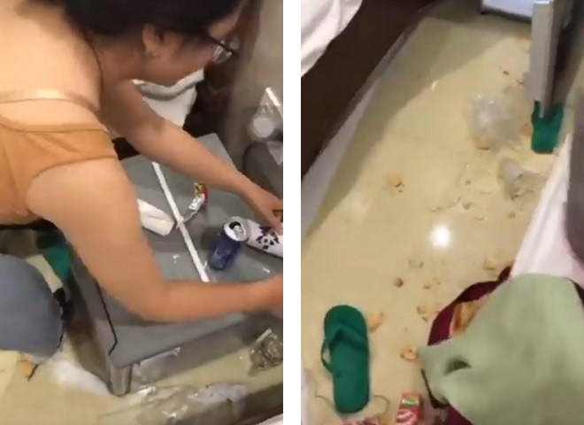 Hành động xả rác của cô gái trong clip