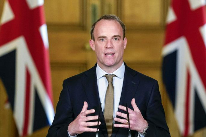 Bộ trưởng Ngoại giao Anh Dominic Raab. Ảnh: Reuters
