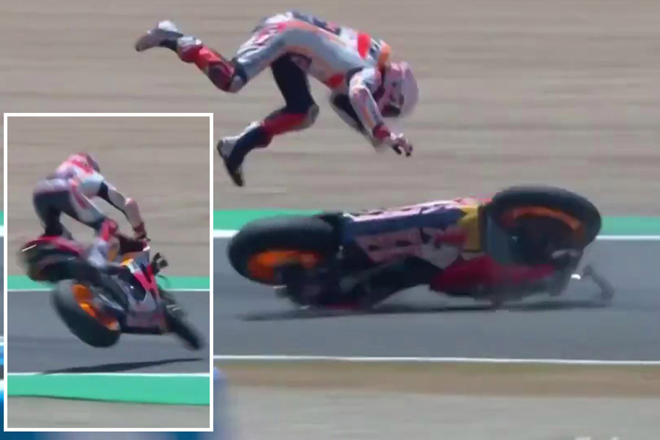 Marquez gặp tai nạn ở chặng đua trên quê hương hôm 19/7
