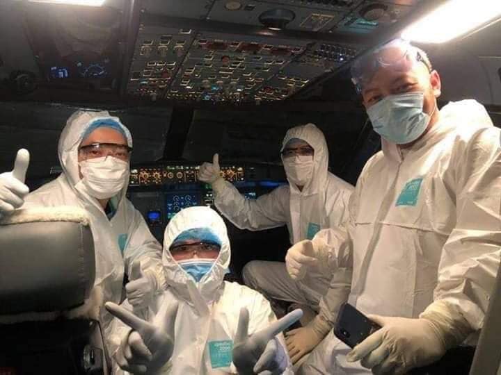 Những nhân viên y tế đi cùng đoàn đón công dân Việt Nam từ Vũ Hán trở về hồi tháng 2/2020.