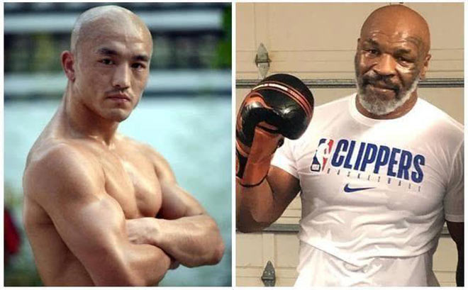 Yi Long (trái) nuôi hy vọng để được đấu với Mike Tyson