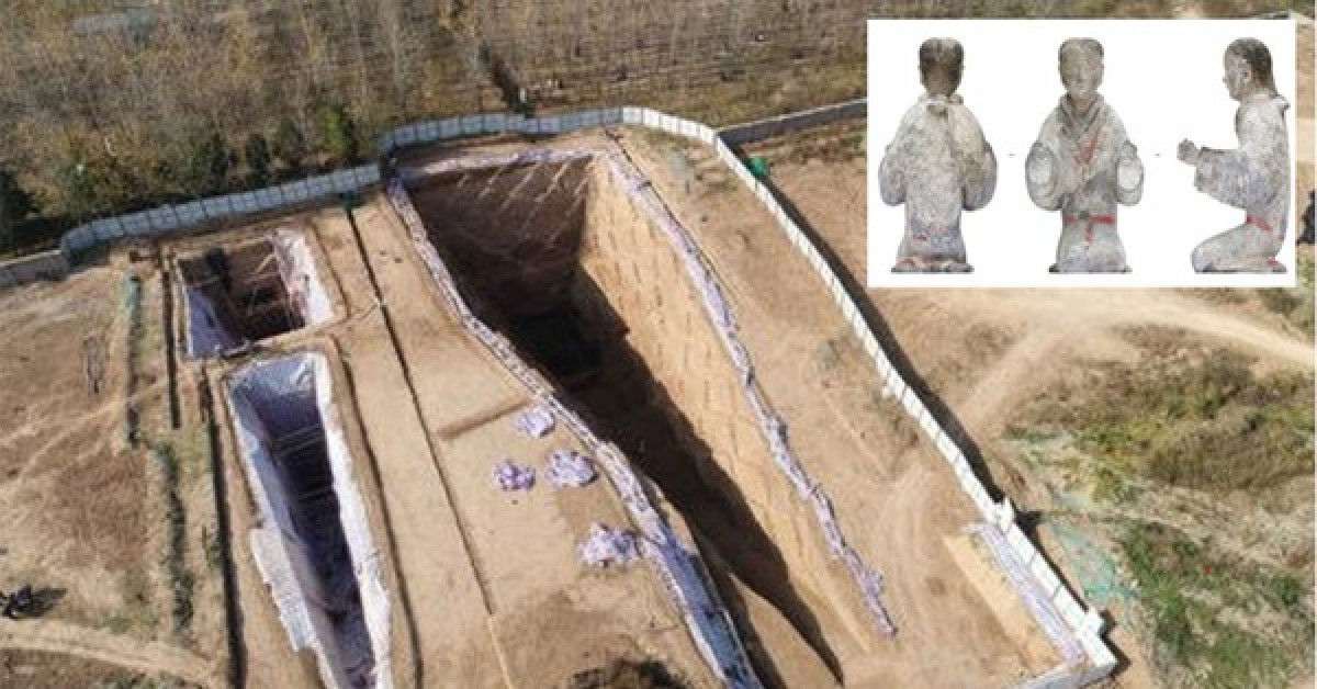 Một phần của quần thể 27 ngôi mộ cổ thời nhà Hán vừa được tìm thấy - ảnh do nhóm nghiên cứu cung cấp